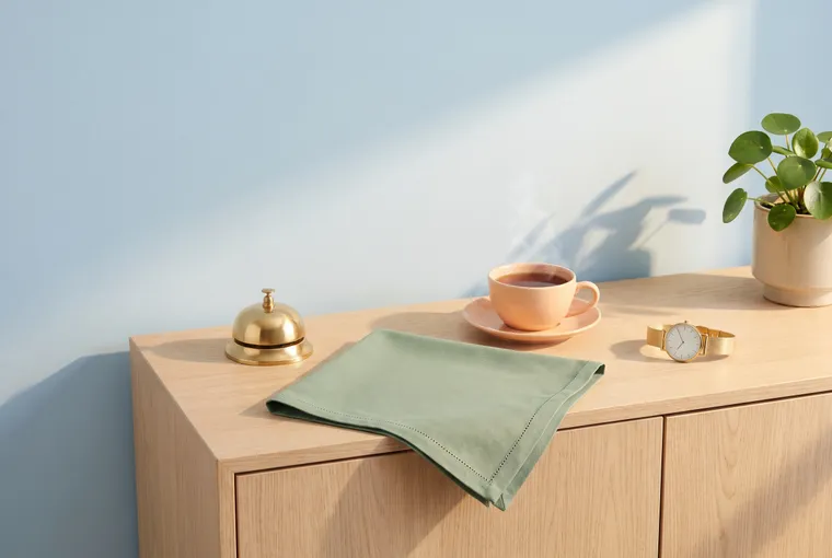 Green cloth, brass bell and a cup of tea